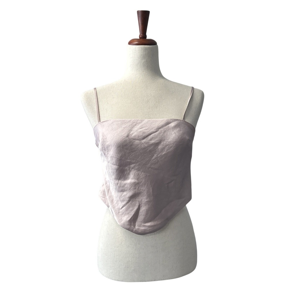 Sunday Best Aritzia XS Scarf Top Womens Satin Tie Back Elektra Crop Cream
